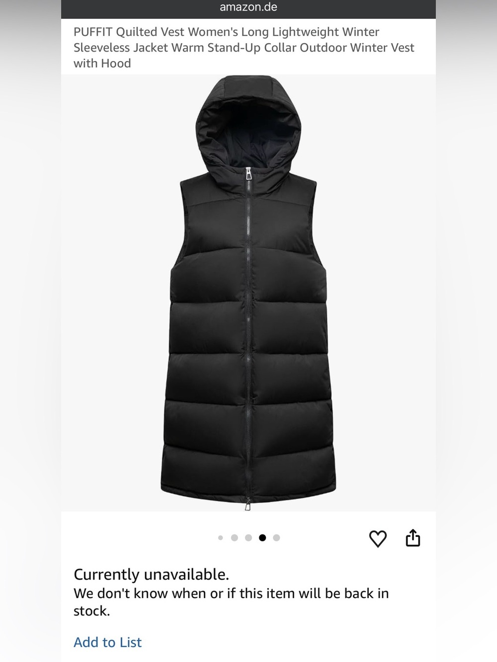 Puffit London Hooded Black Long Puffer Vest - Picture 13 of 16